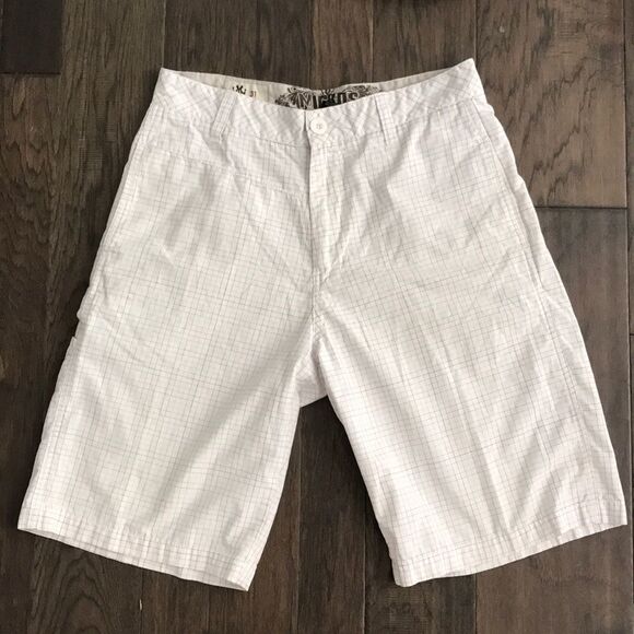 Micros 31 Waist Casual Grid Board Shorts Flat Front Check 11" Vacation Summer - Picture 4 of 7